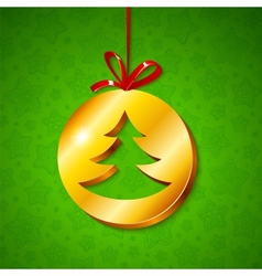 Christmas tree in golden circle vector image
