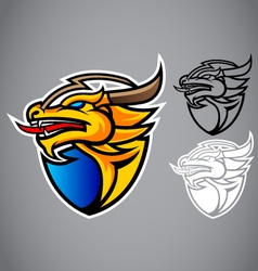 Shield gold dragon emblem logo Shield gold dragon emblem logo vector image