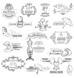 Vintage Frame collection with Lady Fashion vector image
