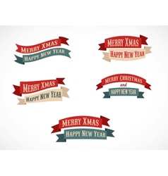 Retro Christmas background ribbons with text vector image