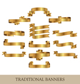Gold ribbon banners vector image