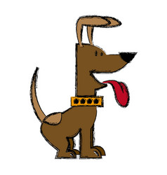 Cartoon of funny sitting dog with collar out vector image