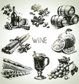 Hand drawn wine set vector image