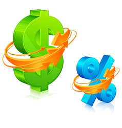 Dollar and percent symbol vector image