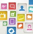 Color boxes with media icons vector image
