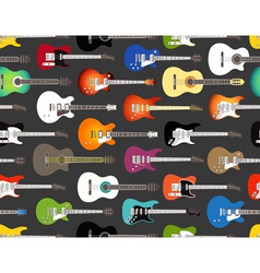 Pattern of color acoustic and electric guitars vector image