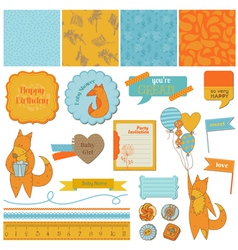 Baby Shower Set with Cute Foxes vector image