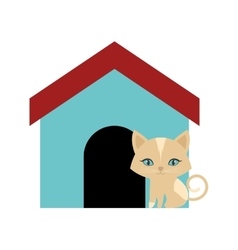 Cat fluffy animal colored house Cat fluffy animal colored house vector image