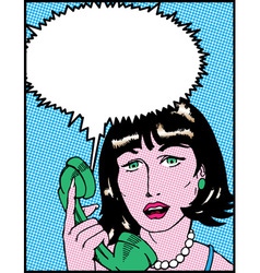 Comic Woman On Phone vector image