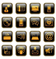 Communication icon set golden series vector image