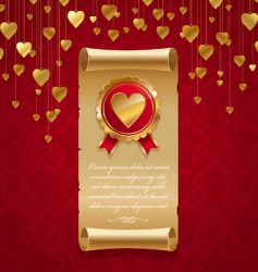 Vintage scroll with hearts vector image