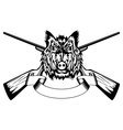 Head wild boar and crossed gun vector image