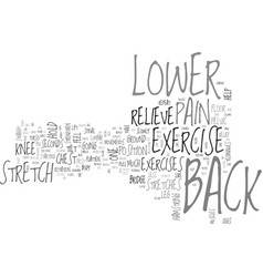Back exercise lower pain relieve techniques text Back exercise lower pain relieve techniques text vector image