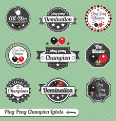 Ping Pong Champion Labels vector image