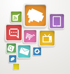 Abstract Background of boxes with media icons vector image