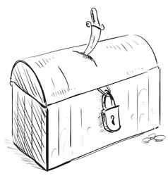Old pirate treasure with lock and dagger vector image