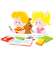 Children do homework vector image