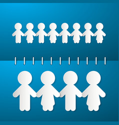 Paper People Holding Hands on Blue Notebook vector image