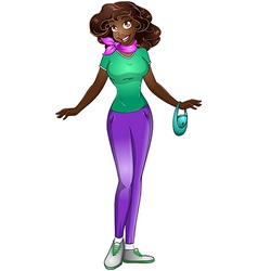 African Teenage Girl In TShirt And Pants vector image
