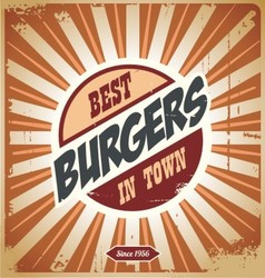 Retro burger sign vintage poster template vector image