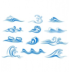 Set of wave symbols vector image