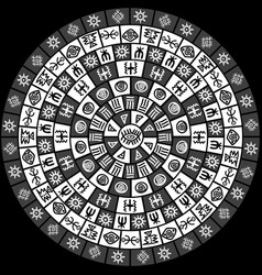 Black and white round design with ethnic symbols vector image