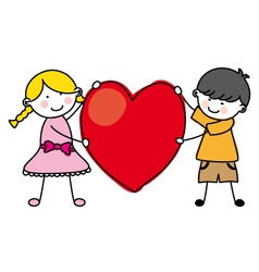 Children holding a heart vector image