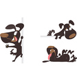 Set of tree black cartoon dogs vector image