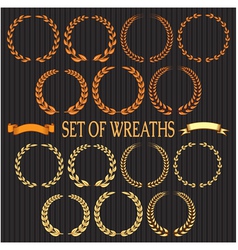 Set of wreaths with laurel leaves and spikelets vector image