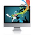 Girl with laptop vector image