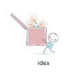 A man carries a box of ideas Concept ideas vector image