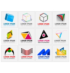 Set of twelve abstract icons for business branding vector image