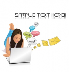 Girl with laptop vector image