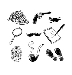 Detective sketch icons vector image