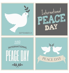 Peace day symbols card collection vector image