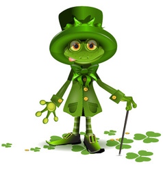 Frog in a suit of Santa Patrick vector image