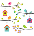 Birds and birdhouses vector image