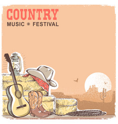 Country music background with guitar and american vector image
