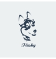 Siberian husky with collar Blue silhouette vector image