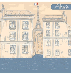 France Paris street retro postcard vector image