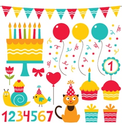 Birthday party set vector image
