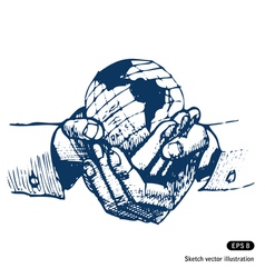 Mans hands holding the earth globe vector image