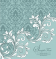 Vintage blue damask invitation with floral element vector image
