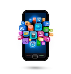 Mobile phone with icons vector image