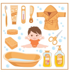 Set of children things for bathing vector image