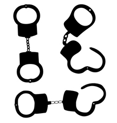 Handcuffs silhouettes on white background vector image