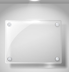 Square advertising glass board with a spot lignt vector image