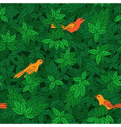 Foliate pattern with birds vector image