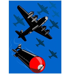 World War Two Bomber Airplanes Drop Bomb Retro vector image
