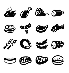 Meat and sausage icons vector image